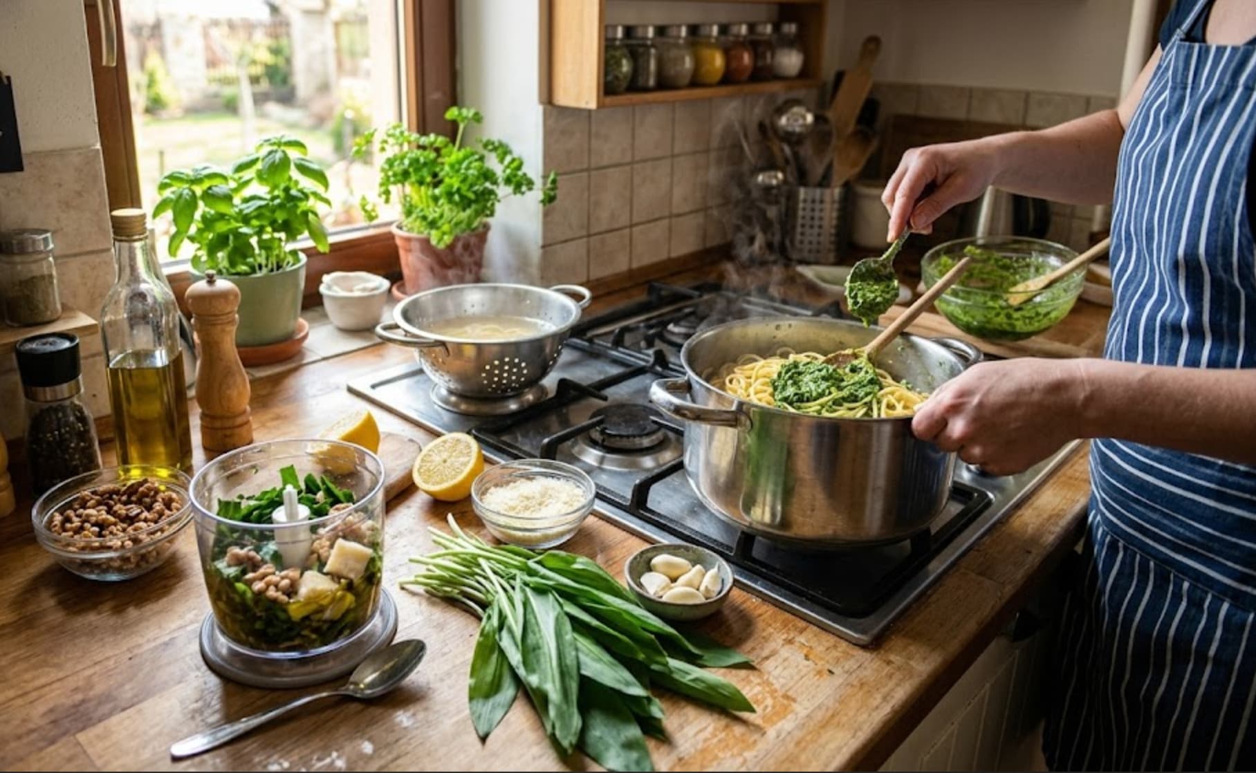 Tip na recept: Cestoviny s pestom z medvedieho cesnaku a orechmi
